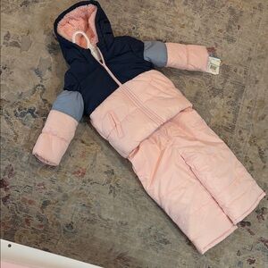 Pink and Navy Hooded Snowsuit